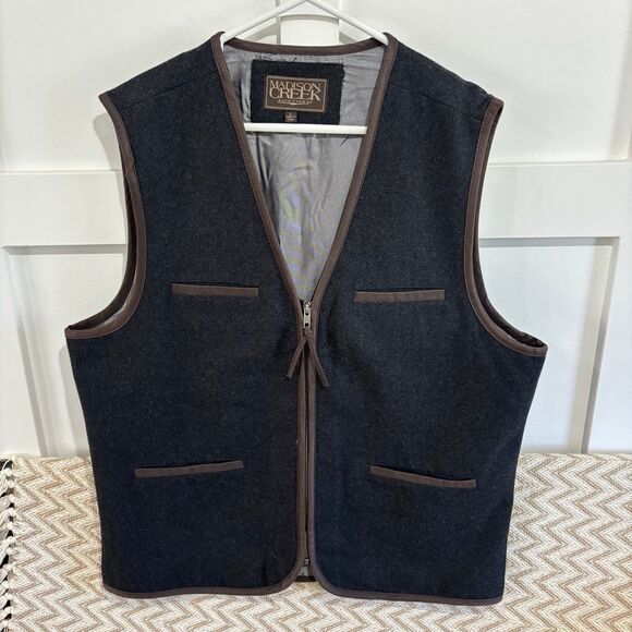 Madison Creek Full Zip Wool Vest With Pockets - Picture 1 of 6
